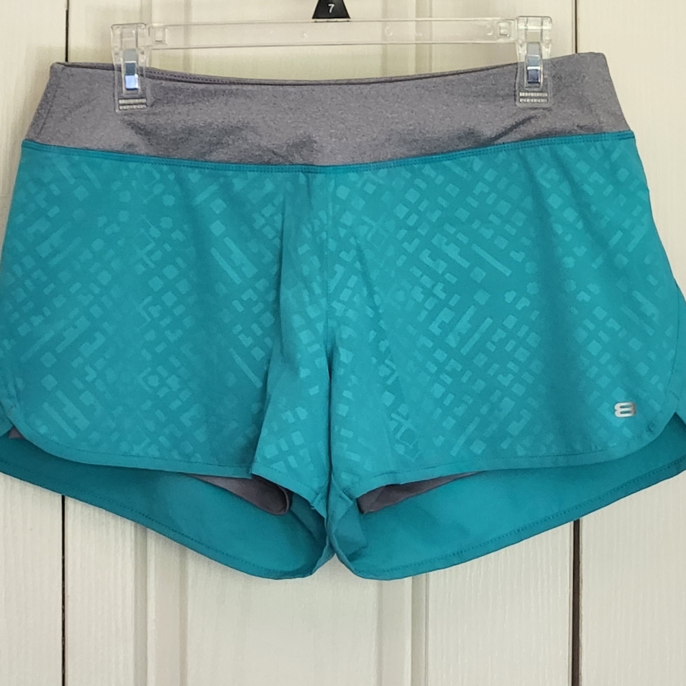 Layer 8 Women's Jogging Shorts Dry Wicking Size Medium Gently Worn Aqua Grey